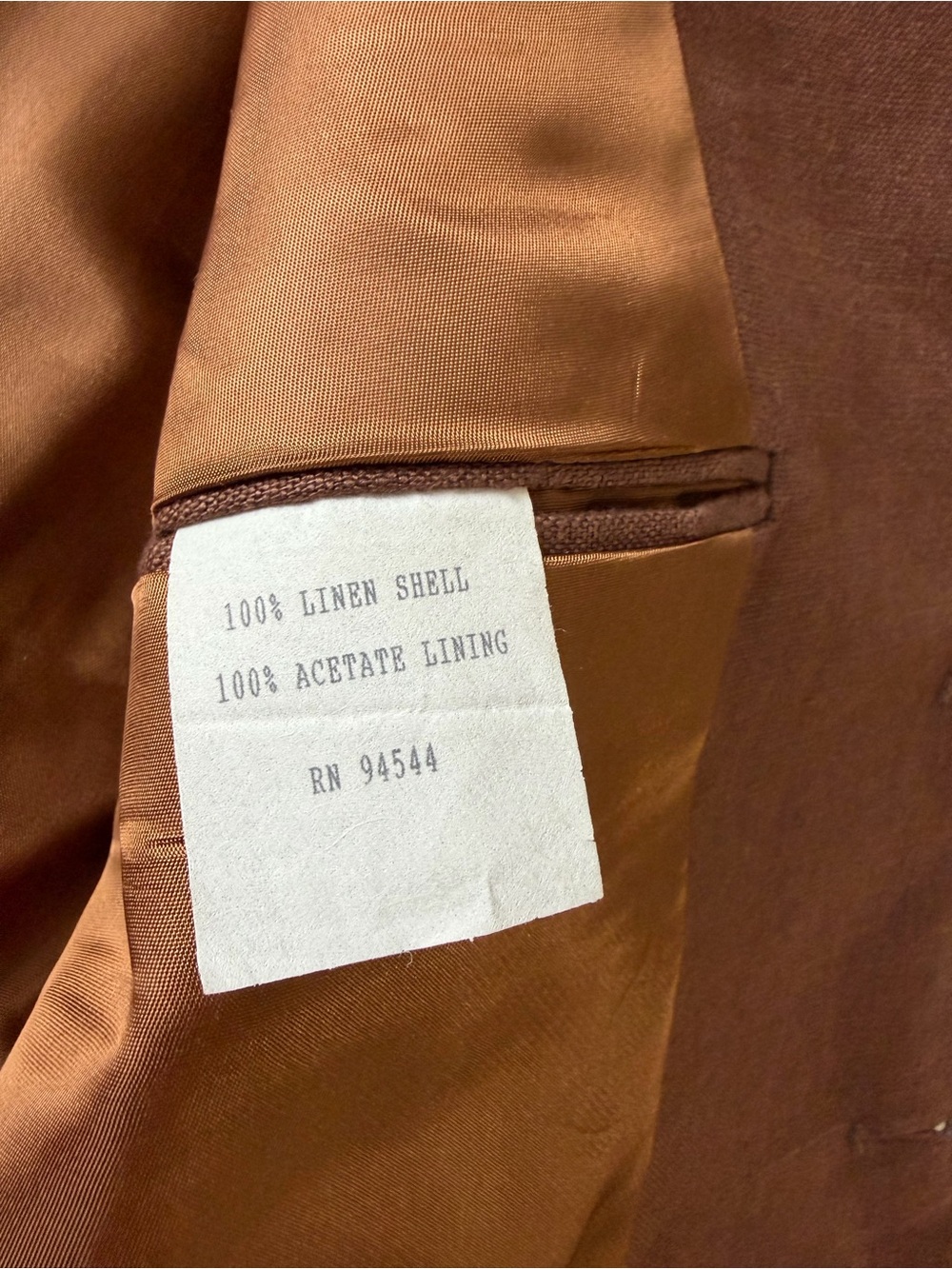 Vintage Hannibal 100% Linen Brown Blazer Jacket 44R Made in Canada - Picture 9 of 10